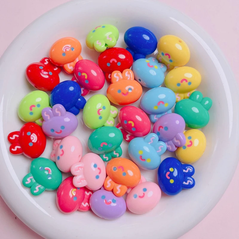 20MM Kawaii Cute Rabbit Straight Hole Beading Beads DIY Cell Phone Keychain Bracelet Handicrafts Accessories Aperture 1.8MM