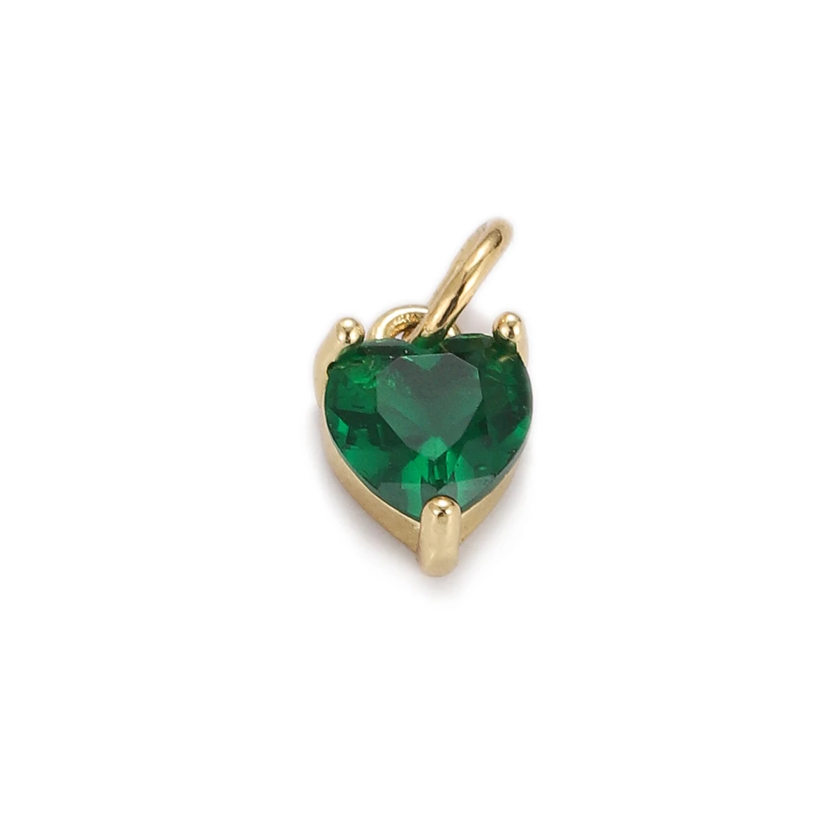5pcs Gold Color Stainless Steel Zircon Pendants Multicolor Heart Charms Necklace Earrings Jewelry Making Supplies Accessories
