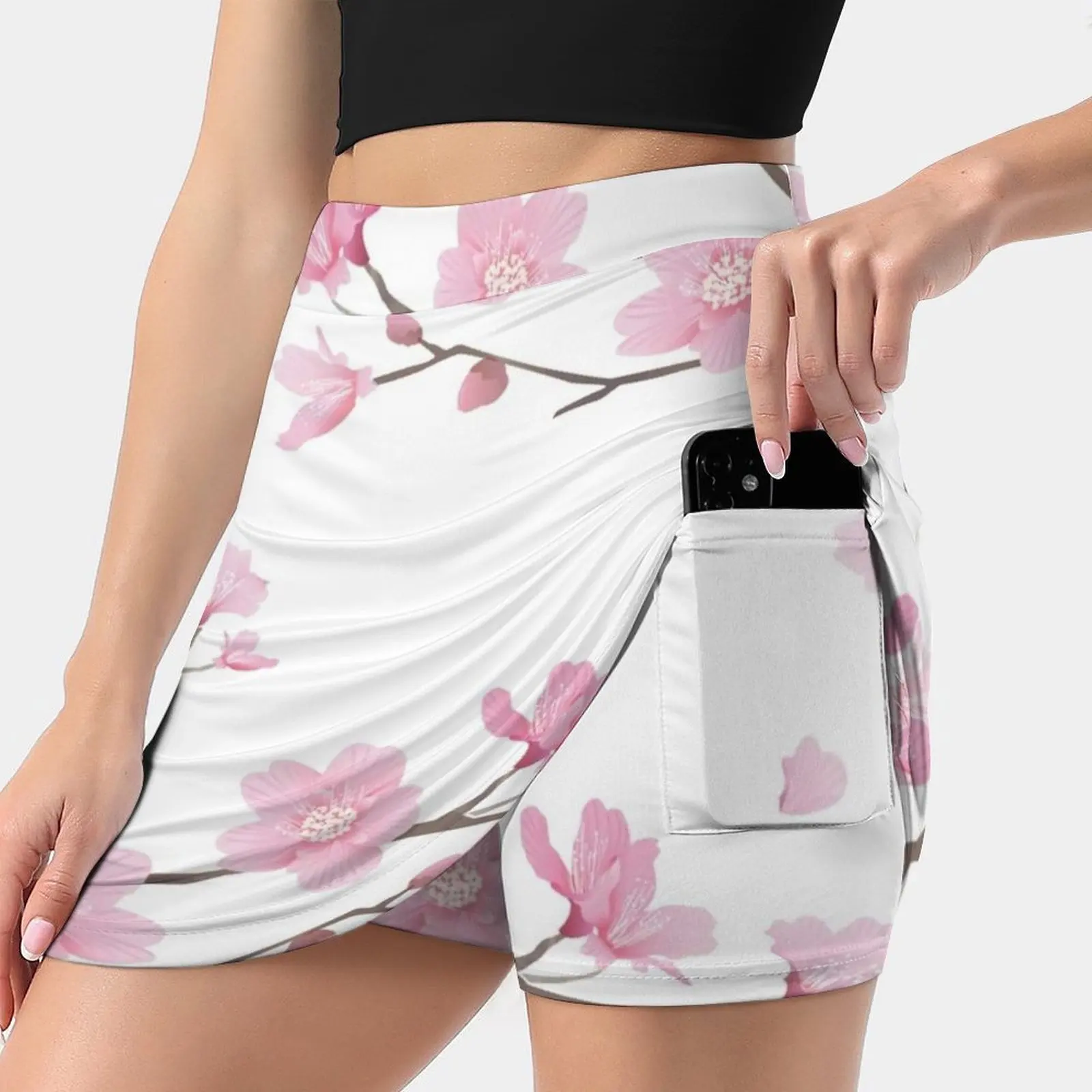 

Cherry Blossom-Transparent Background Women's skirt Mini Skirts A Line Skirt With Hide Pocket Sakura Cherry Blossom Cherry Tree