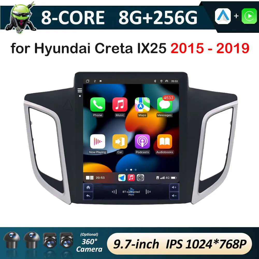 Intelligent System Wireless Carplay Car Video for Hyundai Creta IX25 2015 2016 2017 2018 - 2019 Audio Player IPS Touch Screen BT