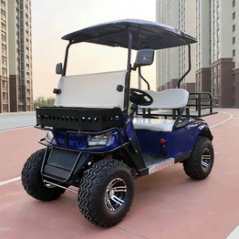 Carrinho de golfe elétrico com novo design, super desconto, carrinho utilitário elétrico com caixa de carga traseira, para-choque dianteiro e cesto dianteiro.