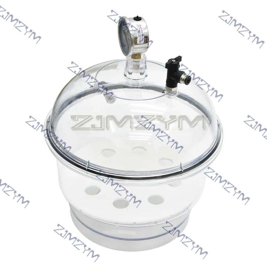 150mm/250mm Laboratory Plastic Vacuum Dryer with Pressure Gauge Transparent Vacuum Drying Device