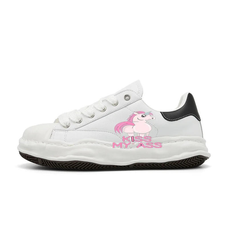 

Unicorn - Kiss my assVintage Fashion Street Sneakers，The design is retro, stylish, comfortable, and versatile，Suitable for stree
