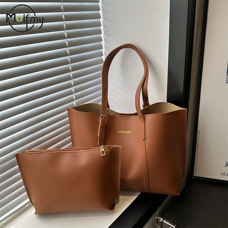 Large Capacity Women's Bag Soft Leather Tote Bags Casual Versatile Single Shoulder Handbag Mommy Handbags 2025 Autumn and Winter image 3