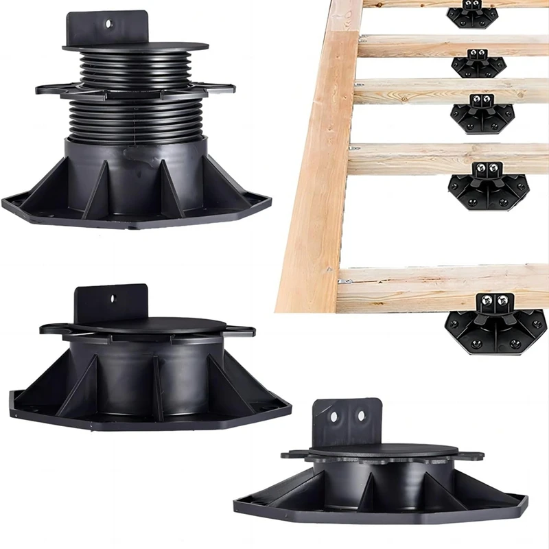 6 Pcs Joist Support Pedestals, Adjustable Decking & Flooring Support Pedestal For Deck, Timber Base