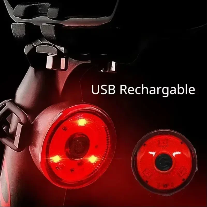 PDQ-Mini luz trasera para montar en bicicleta nocturna, luz de advertencia nocturna con carga USB, accesorios redondos intermitentes para bicicletas de montaña