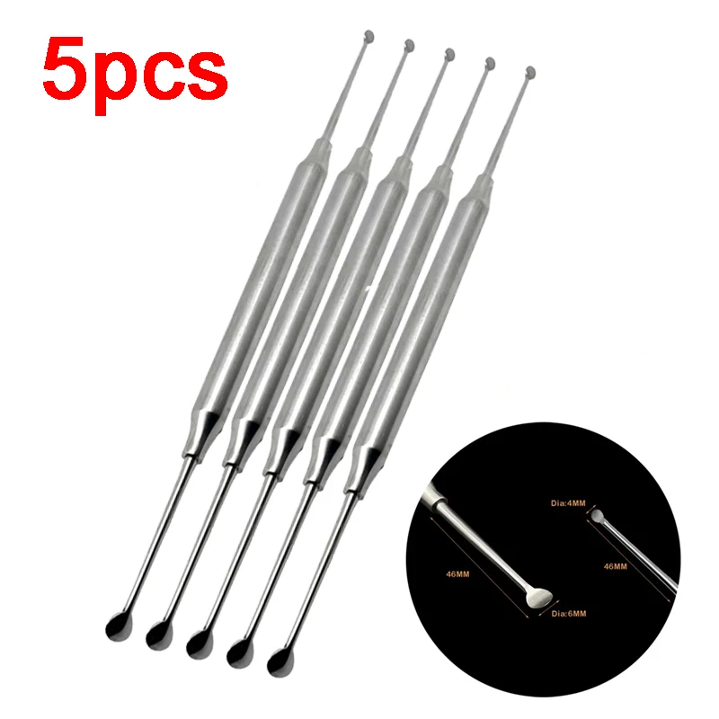

5pcs Dental Double Ends Implant Surgial Excavator Spoon Oral Care Restorative Cavity Tool Round Tip