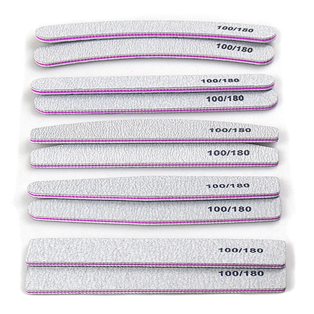 25 Teile/los Grau Schleifpapier Nagelfeile 100/180 Doppelseitige Puffer Block Polierer Pediküre Maniküre Nail art Dateien Nägel Accesorios – Detail 8