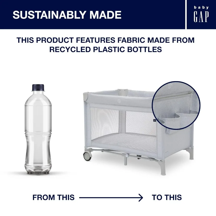 GAP babyGap Deluxe Play Yard خطوط رمادية