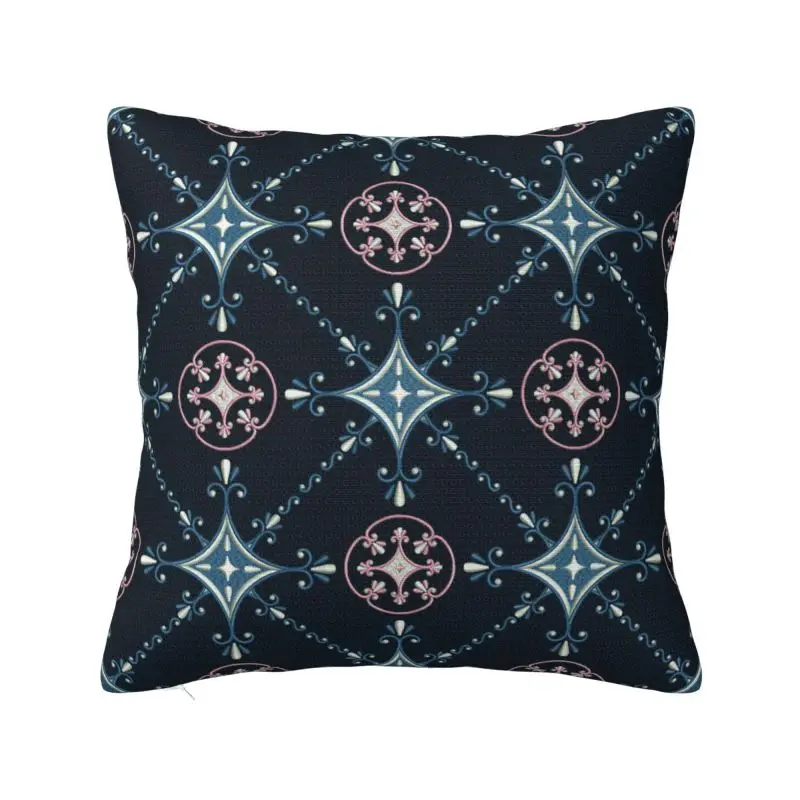 Custom Nordic Argyle Embroidery Pattern Cushion Cover for Sofa Polyester Throw Pillow Case