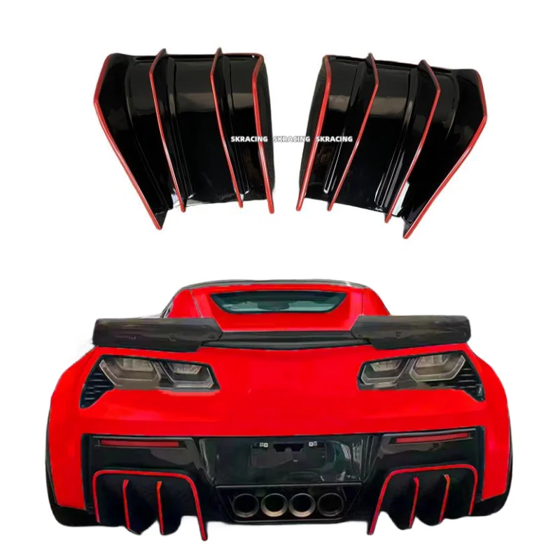 

Auto Parts Fit For Chevrolet Corvette C7 New Rear Bumper Diffuser Glossy Black With Red Line For Corvette Car Rear Lip Body Kits