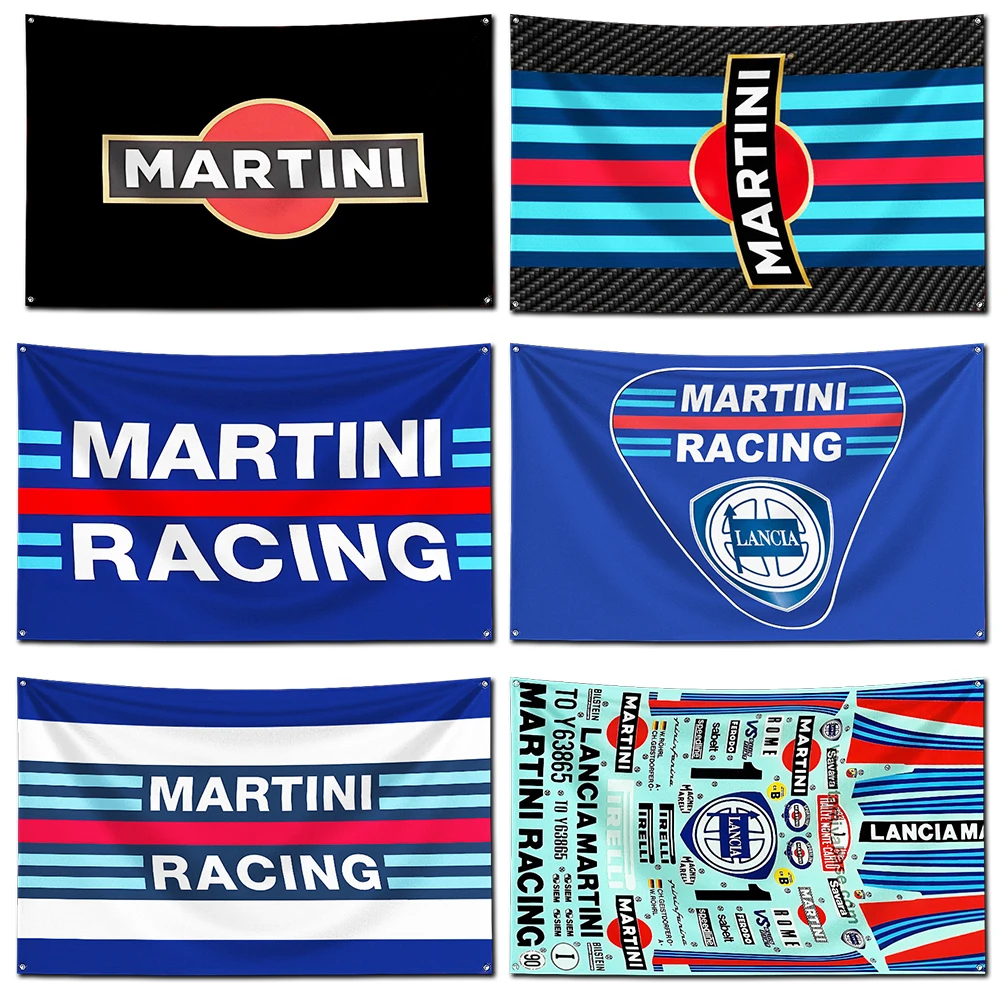 Martinis Super Racing Car Flag Polyester Digital Printing Banner 4 Sizes for Garage Wall Art Out Door Decoration With Brass