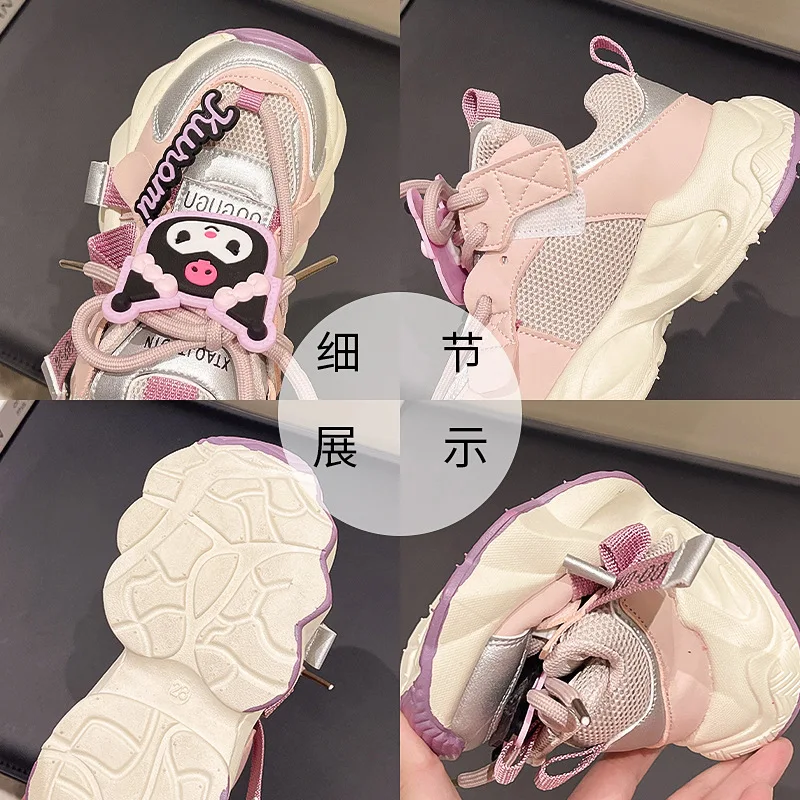 My Melody Kuromi Girl Princess Sneakers Spring Anime Figure Autumn New Mesh Cloth Child Kawaii Cartoon Cute Shoe