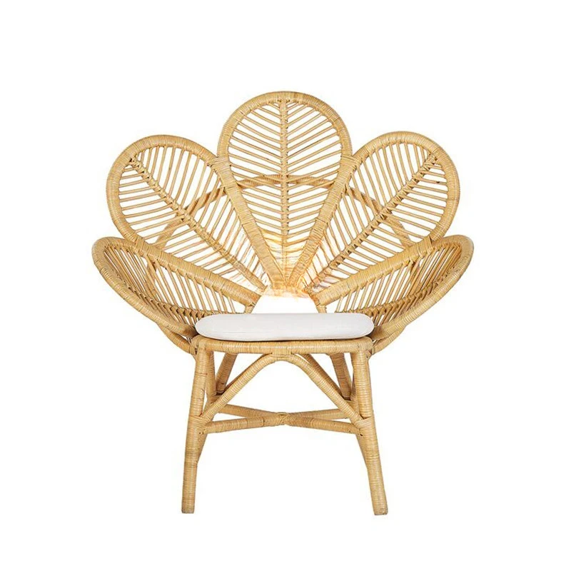 Japanese rattan sofa chair real rattan peacock chair balcony creative small sofa backrest flower chair