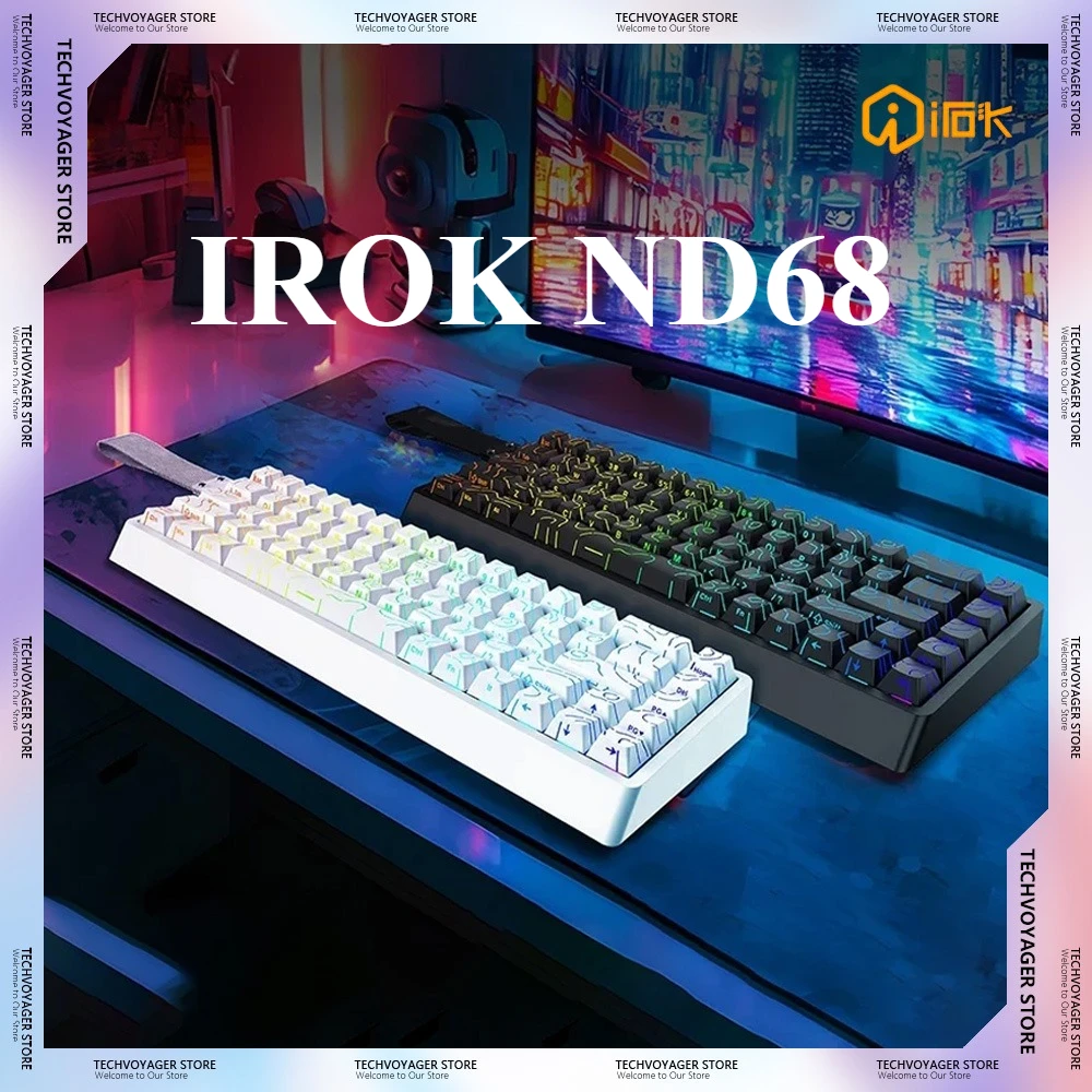 

IROK ND68 Magnetic Switch Mechanical Keyboards 8000Hz Hall-Effect Custom Wired Gaming Keyboard PC E-Sports Accessories Gifts