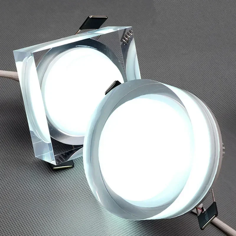 LED Crystal Ceilng Light Round/Square 1W 5W 12W LED Spot light 85-265V Recessed LEDCrystal Downlight for Home Kitchen Lighting