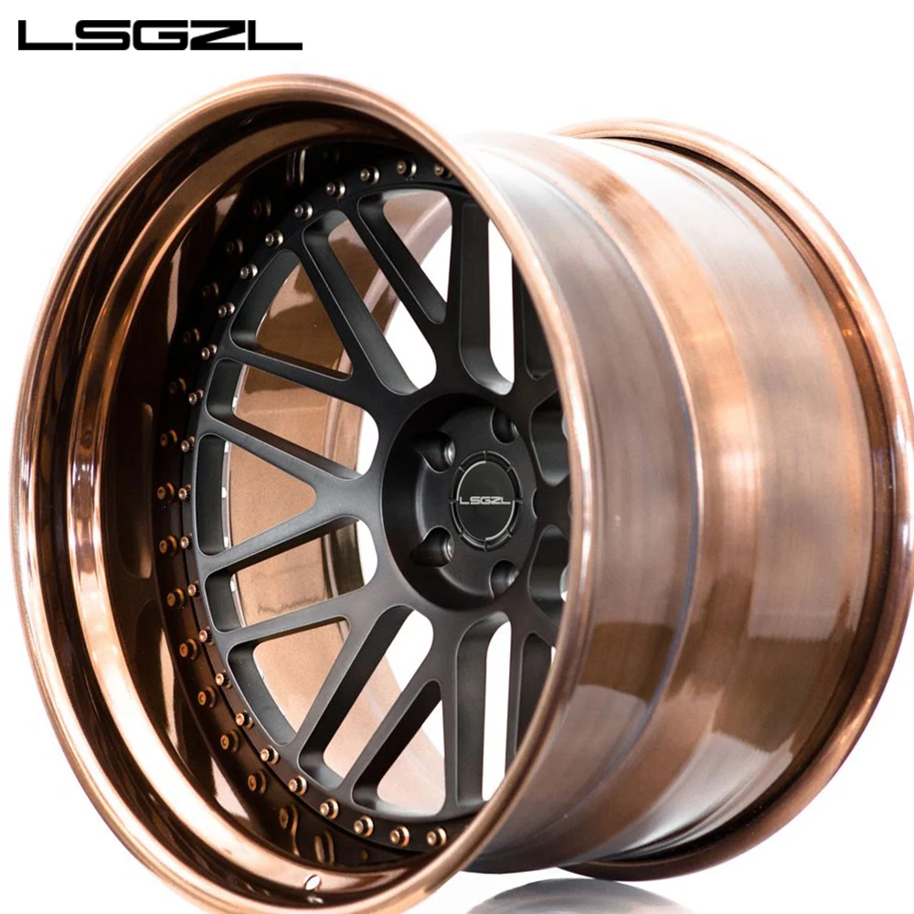 LSGZL 3 Piece Forged Wheel 20 22 24 26 Inch Forged Alloy Wheel 5x112 5x114.3 5X130 5x120 Rims