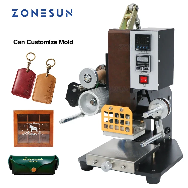 ZONESUN ZSP- 980K Automatic Stamping Machine leather LOGO Creasing machine stamper High speed name card Embossing machine