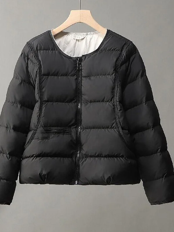 

Fashionable Unique Thickened Cotton Jacket Casual Loose High-End Feel Winter 2025 New Style round Neck Zipper Closure C...