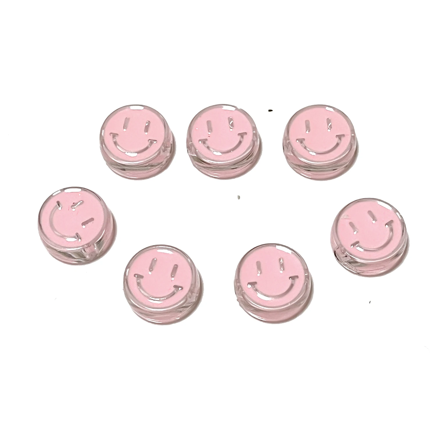 10 pz/lotto 22mm Smile Face perline acriliche rotonde foro grande perline distanziatrici allentate per gioielli che fanno cucito portachiavi fai da