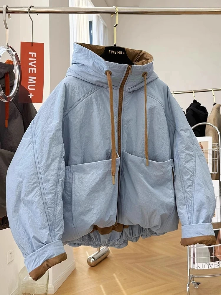 

French Style Quilted Hooded Long-Sleeved Women Cotton Jacket 2025 Autumn Winter New Women Cotton Coat Thicked Warm Outwear