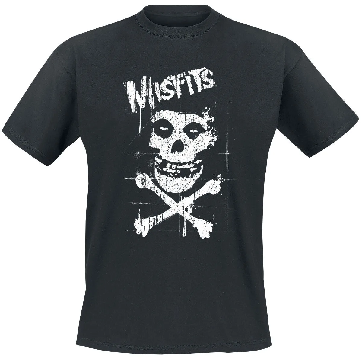 Misfits Fiend Skull Crossbones T-shirt Classic Punk Band Logo Print 100% Cotton Unisex Tee Horror Rock Shirt