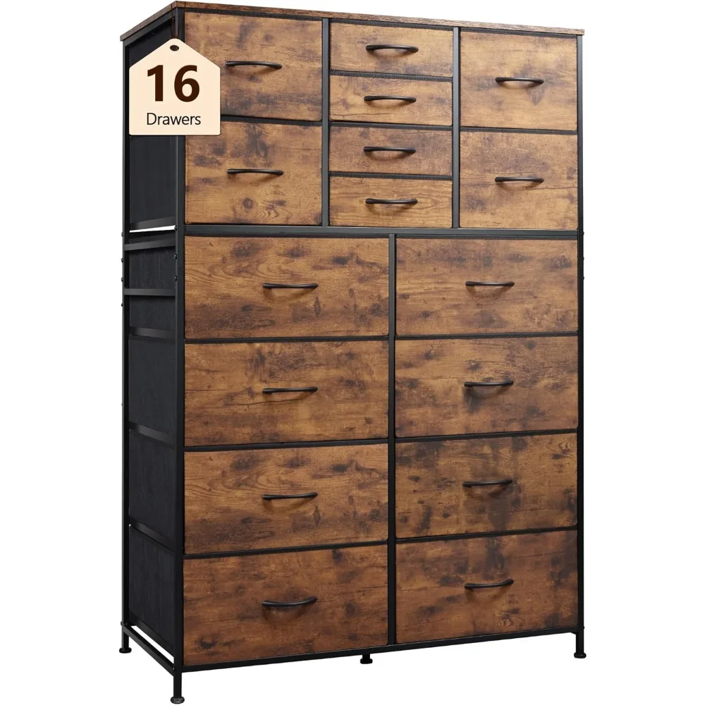 Tall Dresser for Bedroom, Fabric Dresser Storage Tower w/16 Drawers, Chest of Drawers Organizer Unit/Storage Cabinet/Closets