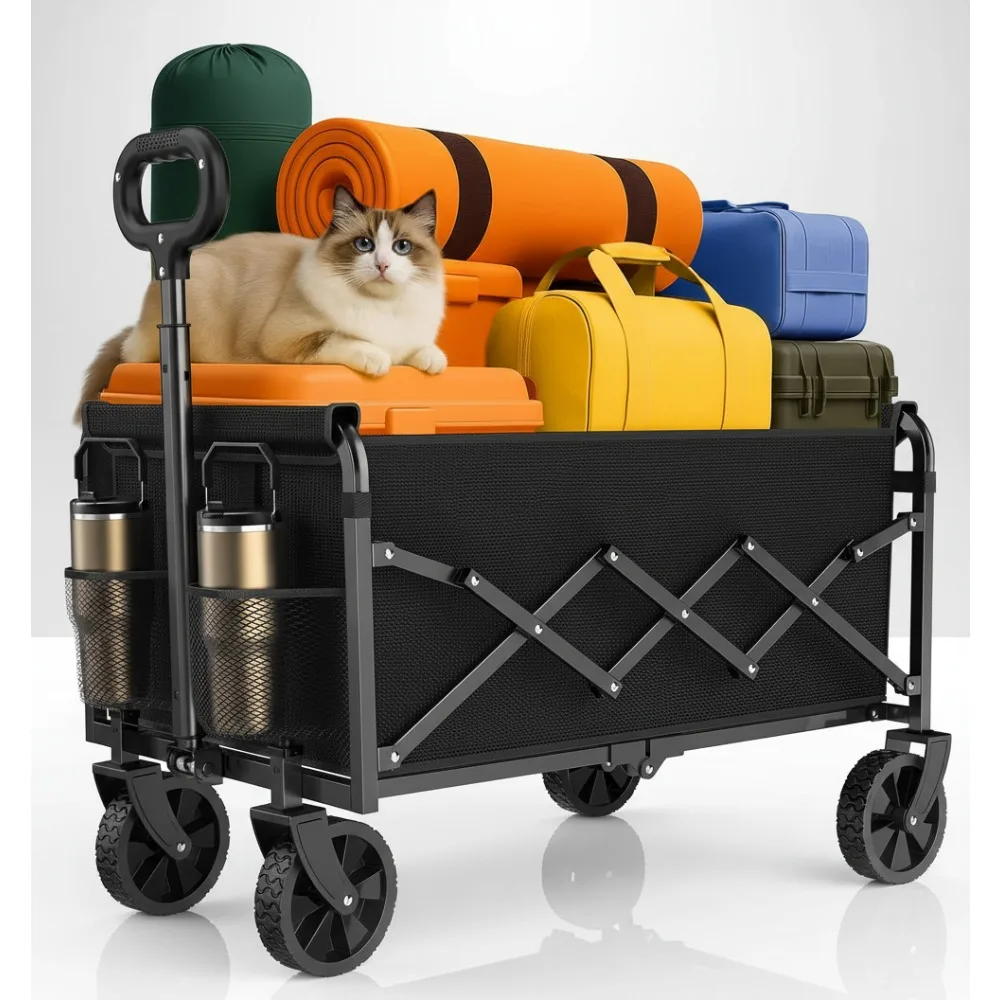 

Foldable Wagon Cart 360LBS Capacity Lightweight Portable All-Terrain Wheels for Camping Travel Shopping