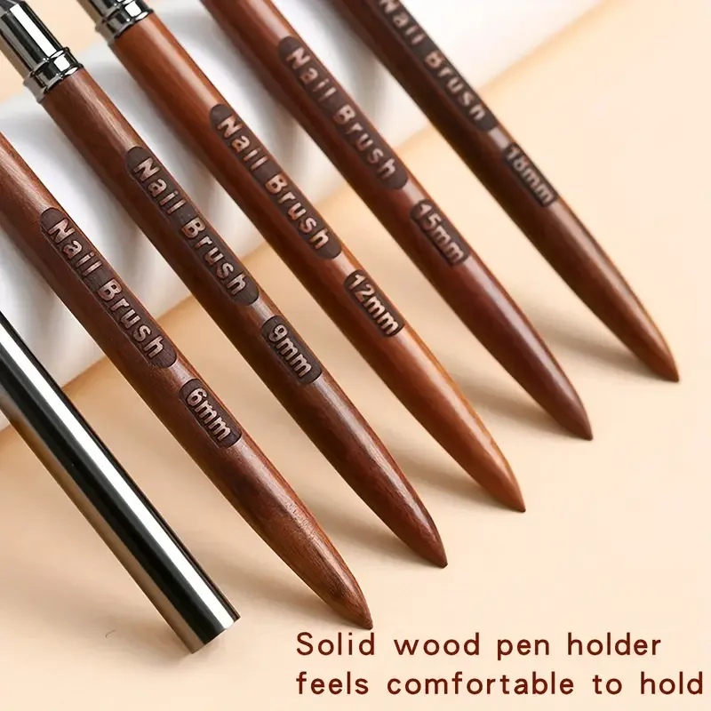 5 قطع من فرشاة الأظافر ذات المقبض الخشبي، فرشاة رسم مدببة دقيقة مناسبة للرسم المصغر، لوحة زيتية بألوان مائية من الأكريليك