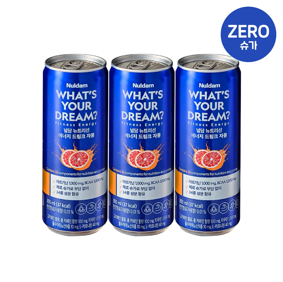 널담 뉴트리션 에너지 드링크 제로슈가 자몽 355ml, 12개입 아르기닌 BCAA 타우린 1000mg 함유 썸네일 6