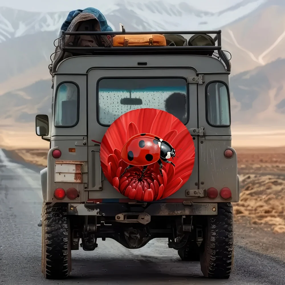 

Чехол для зимних шин с дизайном божьей коровки, 1 шт., прочный полиэстер, универсальный размер для шин Jeep, идеальный подарок на Новый год, для автомобиля