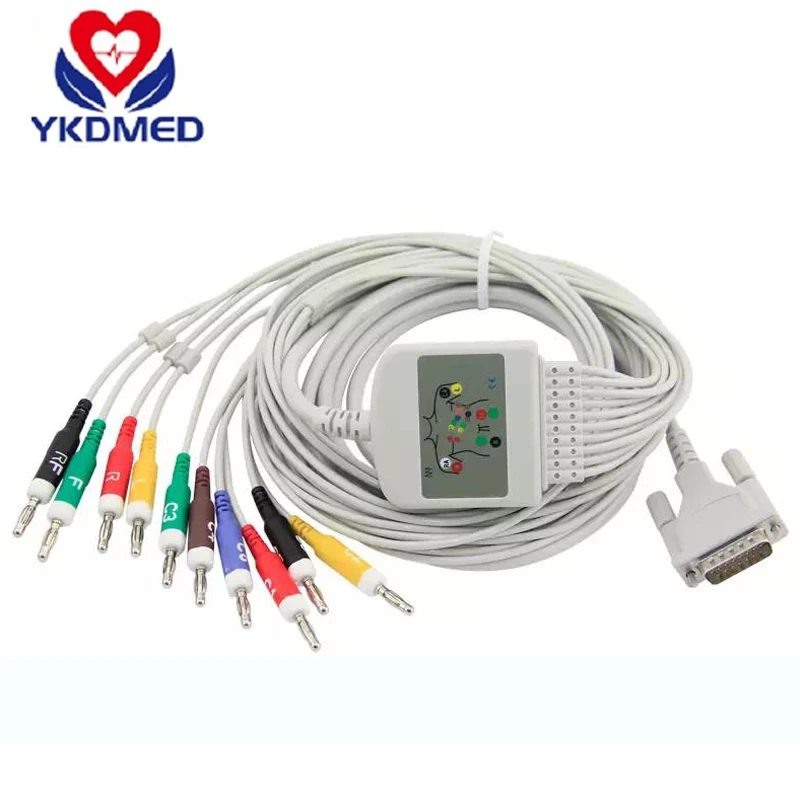 12 lead ecg/ekg cable with Banana4.0,IEC,for patiend monitor 15Pin