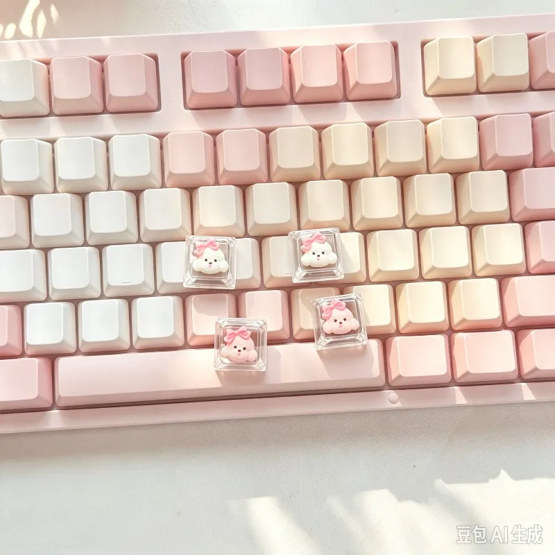 Custom Cute Dogs Keycaps Mechanical Keyboard RGB 4pcs pinkTranslucent Point Key Caps Personal Backlit DIY Decorative MX Key Cap