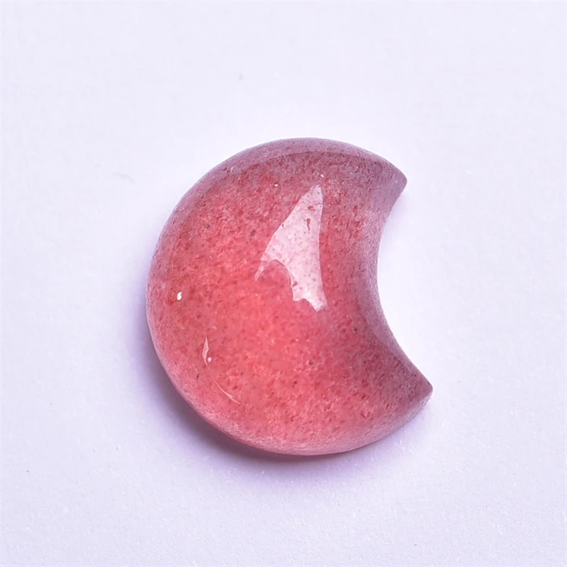 5PCS Natural Strawberry Quartz Moon Carving Pendant Earring Bracelet Jewelry Gift DIY Accessories 17X14X6MM