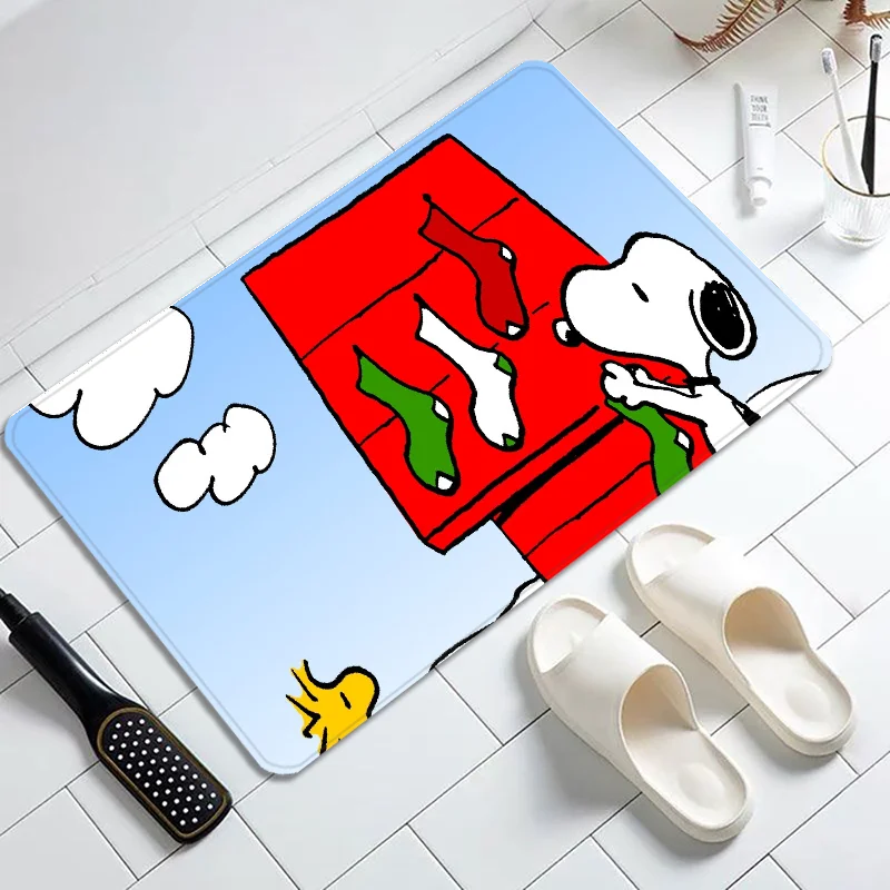 Cartoon Cute S-SnoopyS Door Mat Entrance Non-slip Doormat Washable Kitchen Carpet Hallway Rugs Bathroom Bath Door Mats