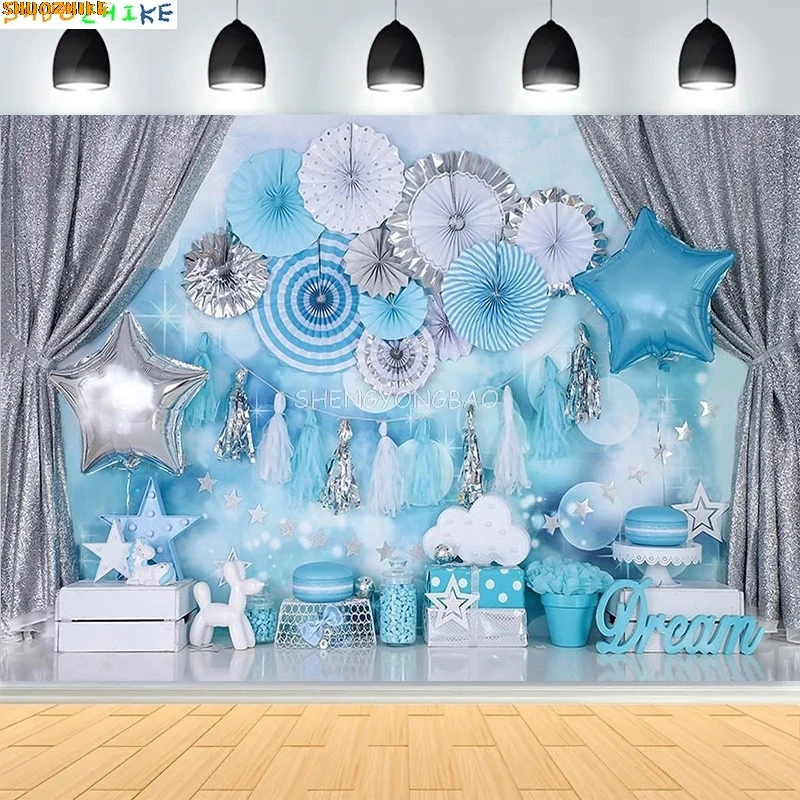

Boho Rainbow Pink Balloon Photography Backdrops Mermaid Girl Boy 1st Birthday Party Decor Photo Studio Background CE-01