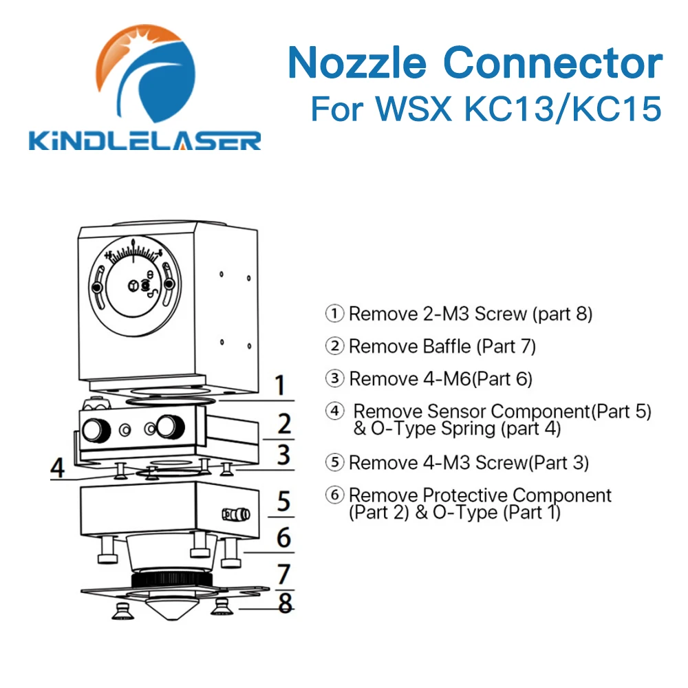 KINDLELASER 1064nm fissaggio connettore ugello per WSX KC13 KC15 testa Laser in fibra su macchina da taglio Laser in fibra