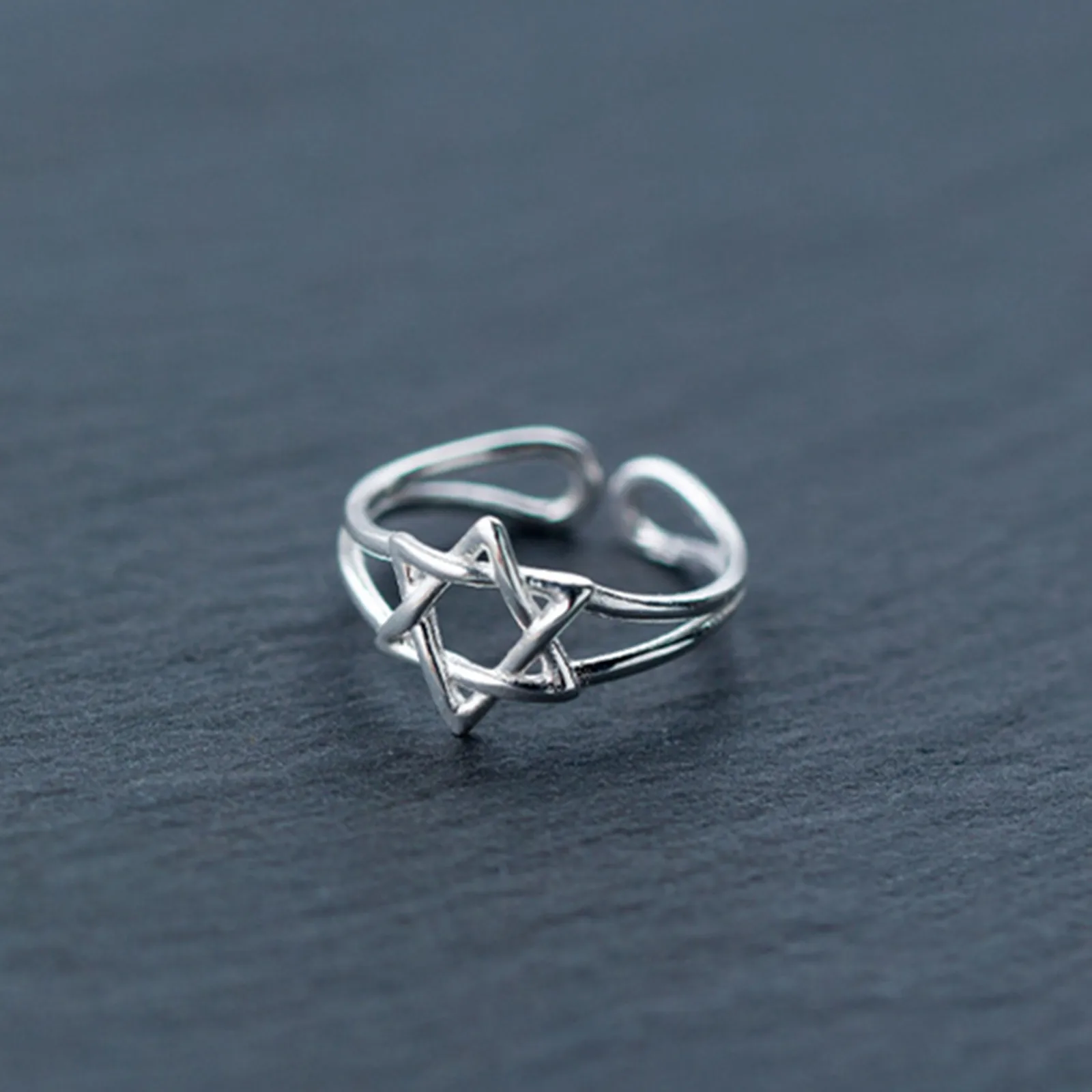 Star of David Silver 925 Ring Minimalist Style Simple Design for Women Jewish Judaism Israel Symbol Fashion Adjustable Jewelry