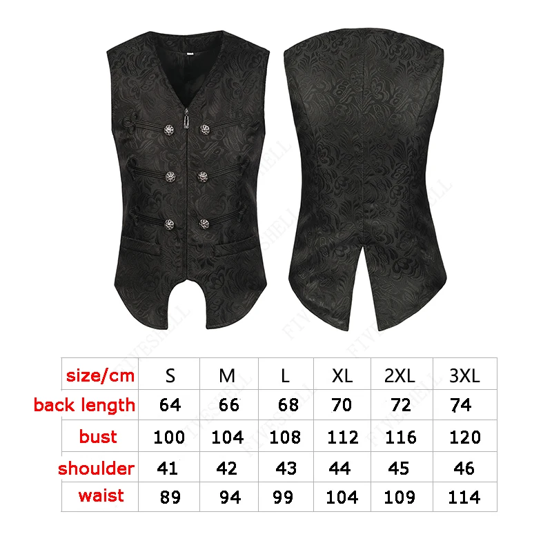 New Steampunk Renaissance Jacquard Medieval Waistoat Cosplay Gothic Swallowtail Jacket Vest Victorian Tailcoat Party Costume