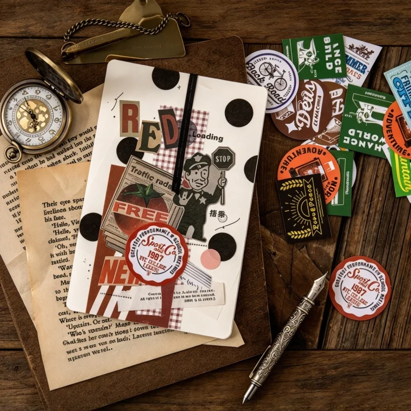 45Pcs Vintage Grocery Club Stickers Scrapbooks Mini Stickers DIY Diaries Decorative Stationery Planners Stickers Labels ﻿