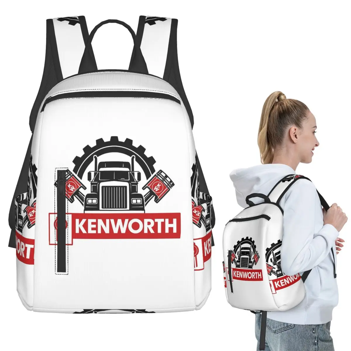 ケンワース-ロゴ-バックパック-学生ブックバッグ-キッズ-スクールバッグ-コンピューター-ショルダーバッグ-男の子-女の子