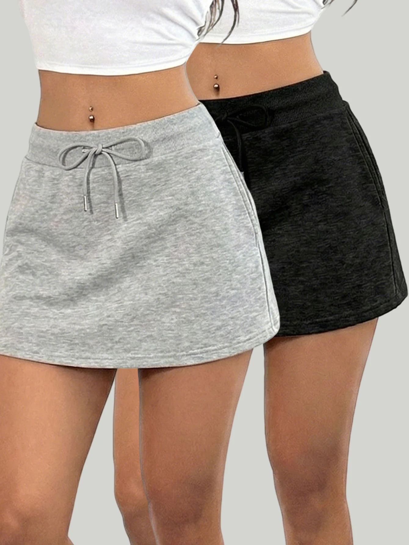 Women's mini short skirt casual drawstring high-waisted short style sportswear dress