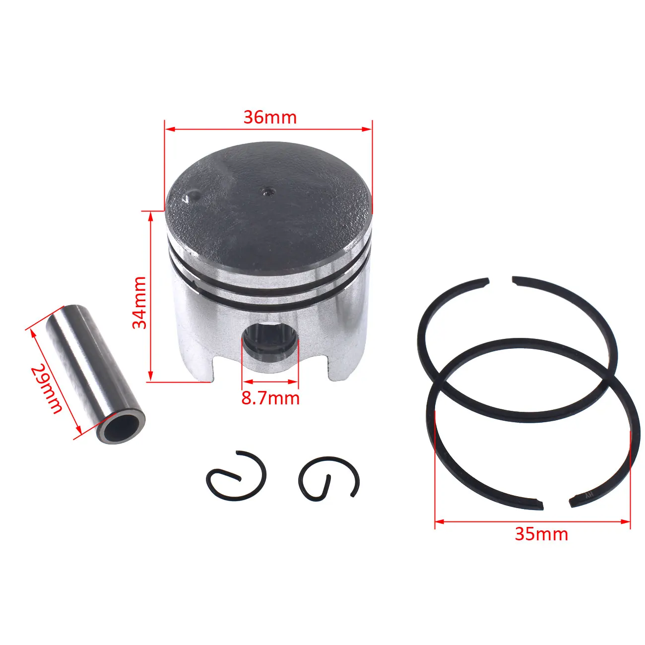 Kit de anillo de pistón de 36mm con junta para recortadoras Mitsubishi TL33 Chinese BG330