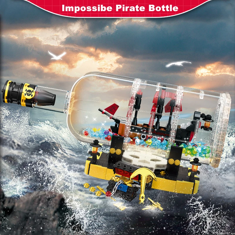 

The Impossibe Pirate Bottle Model Building Blocks Jj9026 852pcs Pirate Ship In Bottle Assembly Kids Bricks Toys Birthday Gifts