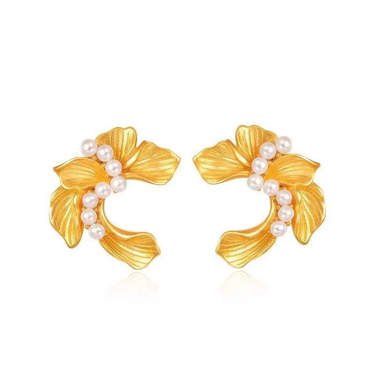 

Luxury 14 K Gold Color Pearl Gold Earrings for Women Bride Elegant Wedding Stud Earring Birthday Fine Jewelry Gifts