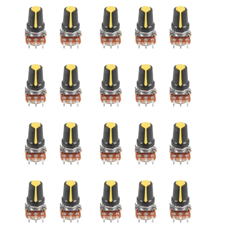 Easy Use 20 Piece 100K Ohm 3 Terminals Linear Taper Rotary Audio B Type Potentiometer Pot
