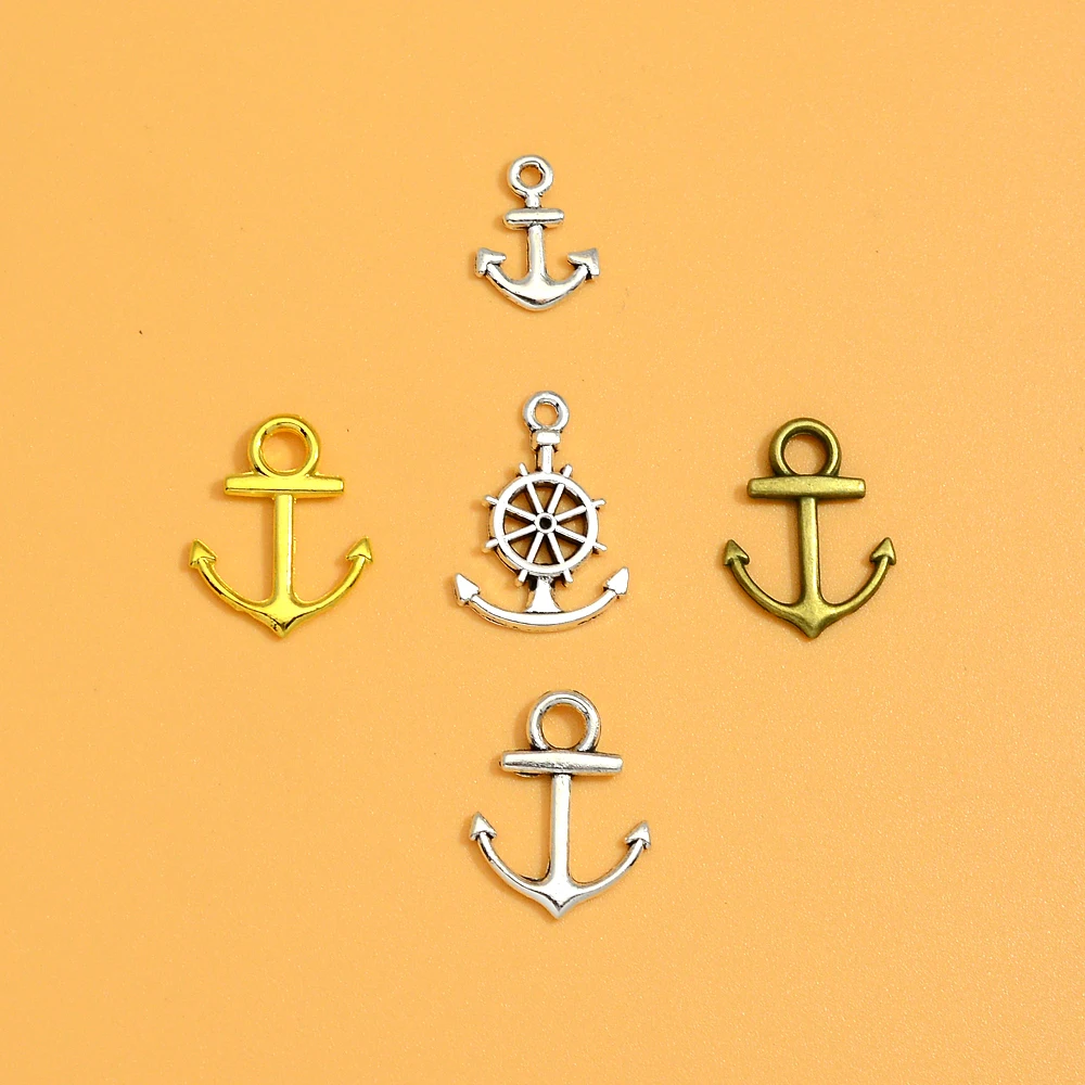 50 sztuk/partii Vintage kotwica Charms ster wisiorki dla Diy tworzenia biżuterii ustalenia dostaw akcesoria hurtownia artykułów masowych