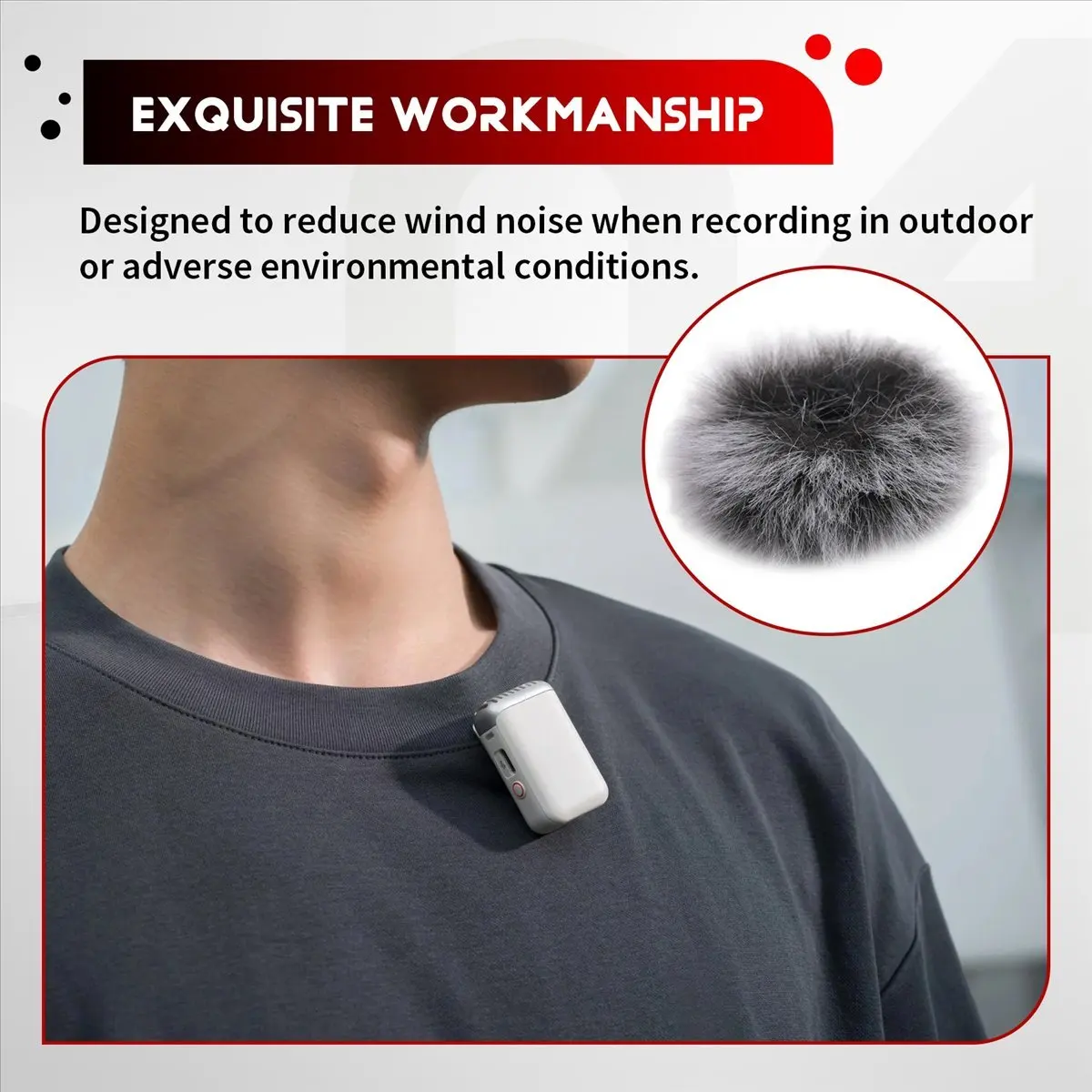DTC5 1Pcs Microphone Windscreen Outdoor Cover Windshield Muff Wind Shield for DJI MIC Transmitter Wireless System Black-White