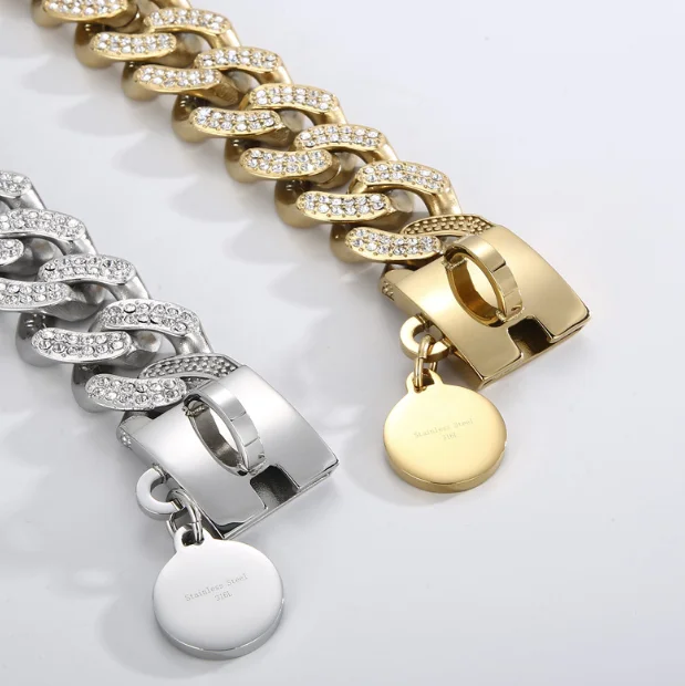 High-quality Stainless Steel Cast 316 Cuban Chain Dog Leash for Medium-large Pet Dogs' Collars Customized Name Cuban Chain