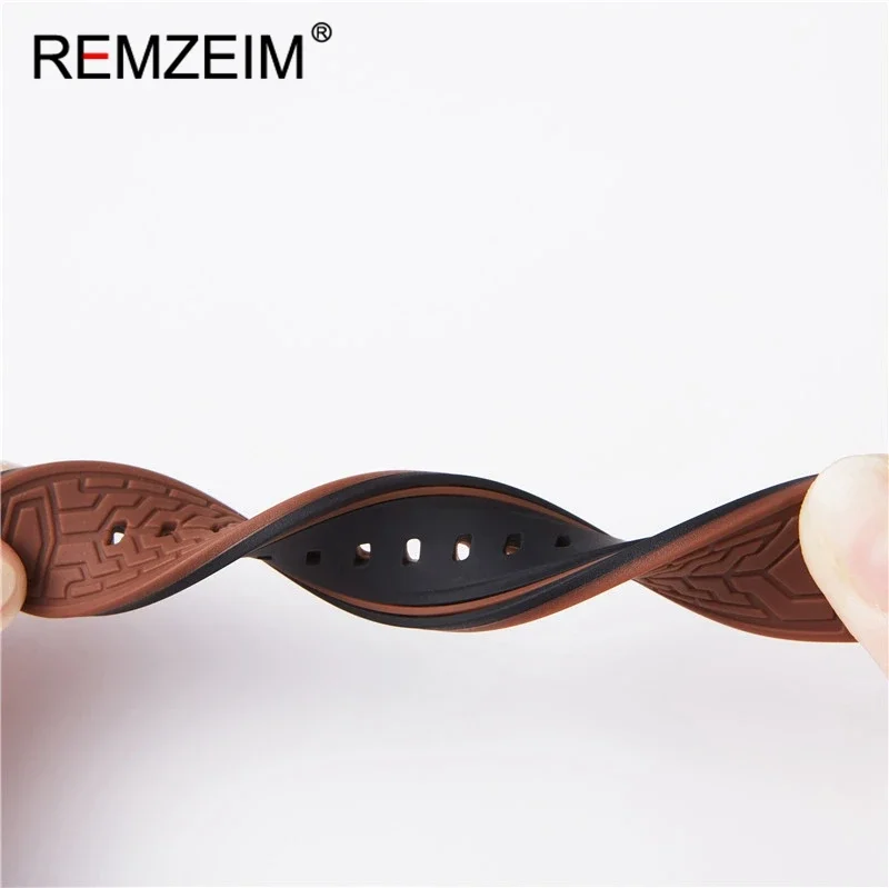 REMZEIM 20mm 22mm Universal Silicone Sport Strap Quick Release Fashion Stitching Waterproof Rubber Watchbands Watch Accessories